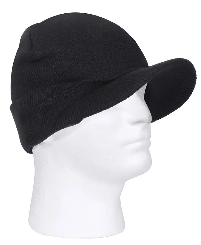 Black-1941 Acrylic Knit Watch Cap-with-head